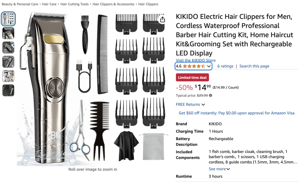 KIKIDO Electric clippers cordless waterproof
