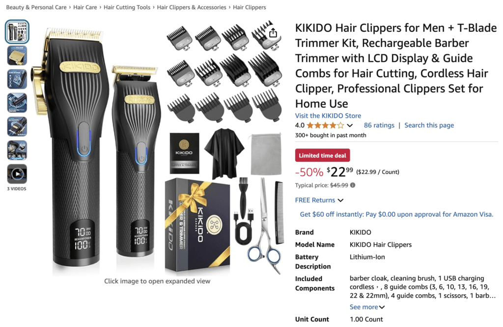 KIKIDO Hair Clippers T Blade Trimmer Kit