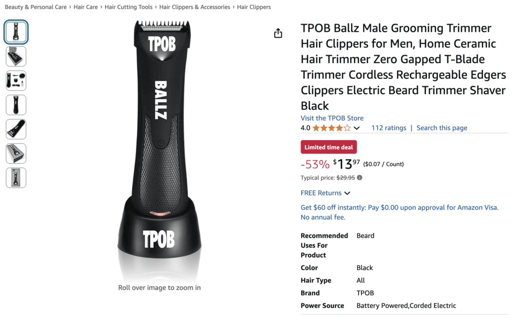 TPOB Ballz Male Grooming Trimmer