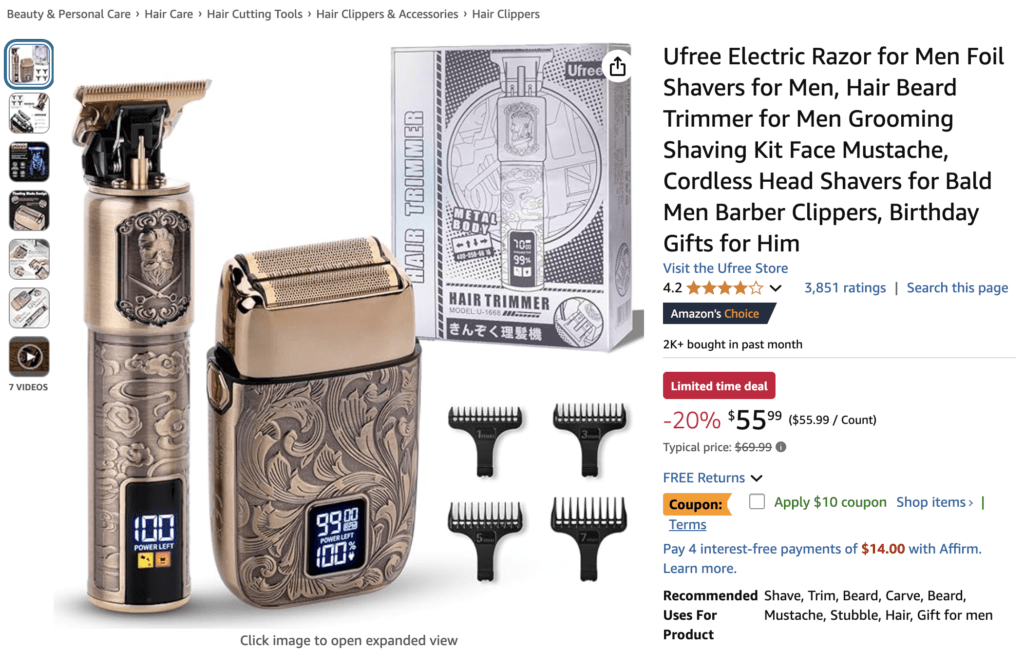 Ufree electric razor savor beard trimmer