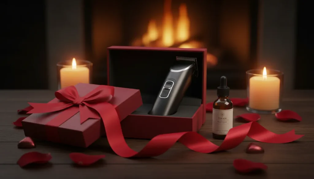 Best Beard Care Gifts Under $25 in 2026 2 Cordless trimmer in a gift box with red ribbon and beard oil