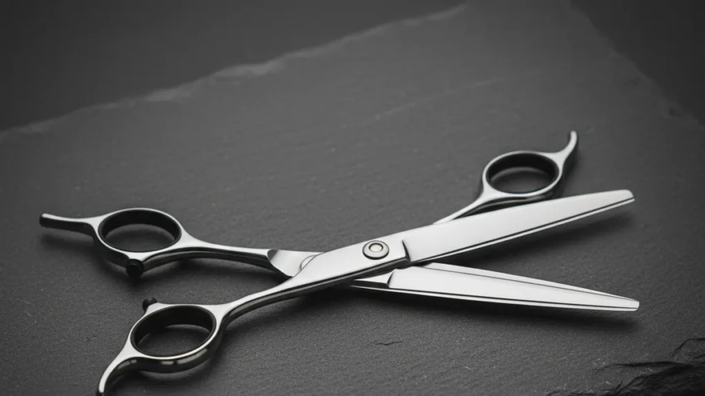 Best Japanese Steel Barber Shears in 2026: VG-10, 440C and the Picks Worth the Money 1 Premium Japanese steel barber shears with polished blades resting on a dark slate surface