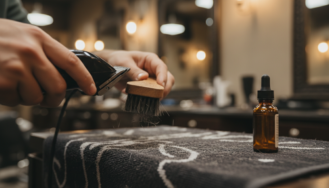 Brushing hair clippings out of a clipper blade