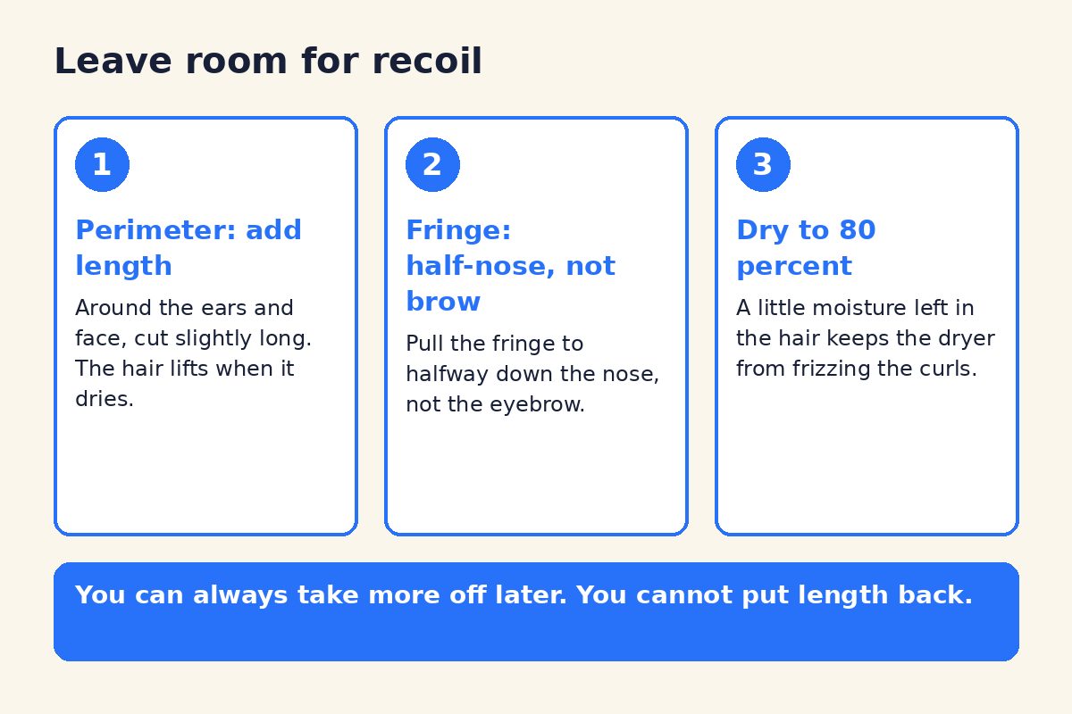 Diagram of the recoil length allowances for a curly haircut