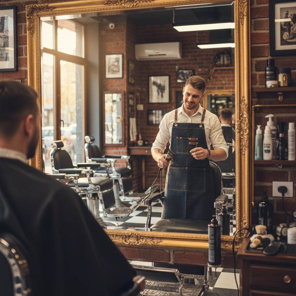 How to Fix a Bad Haircut: The First 48 Hours, Per a Pro Stylist 1 Man checking his haircut in a barbershop mirror