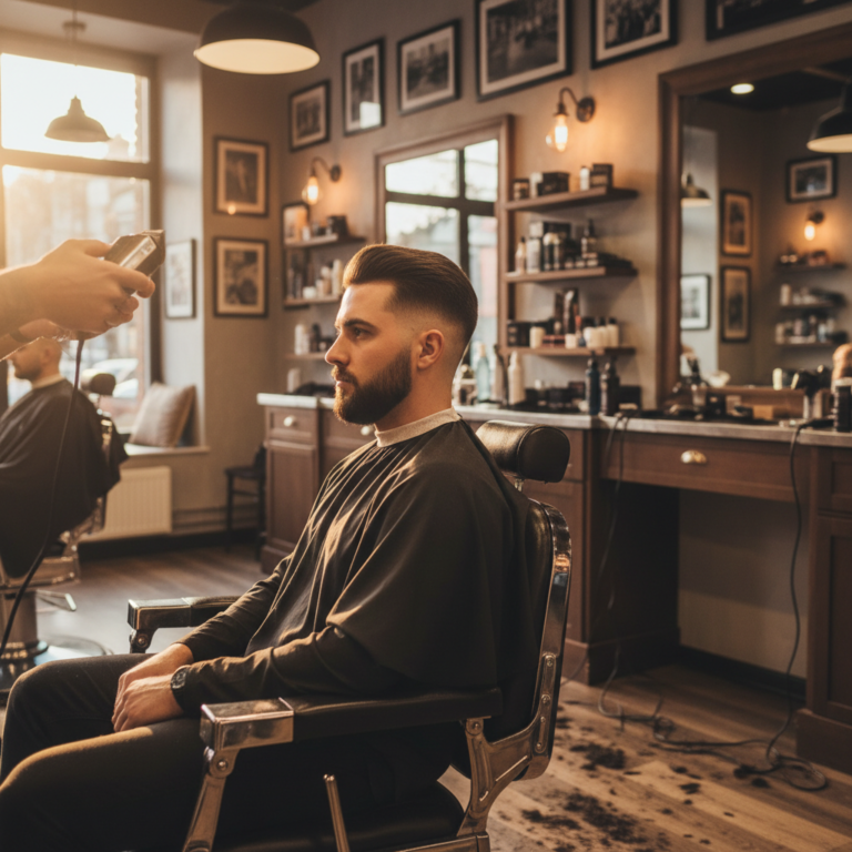 Low Fade vs Mid Fade vs High Fade: Where Each Stops 3 Side profile of a fresh low fade with a blended sideburn