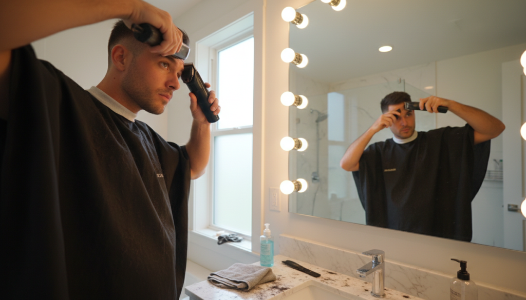 The Best Hair Clippers for Home Use in 2026 1 Man cutting his own fade at home in front of a mirror
