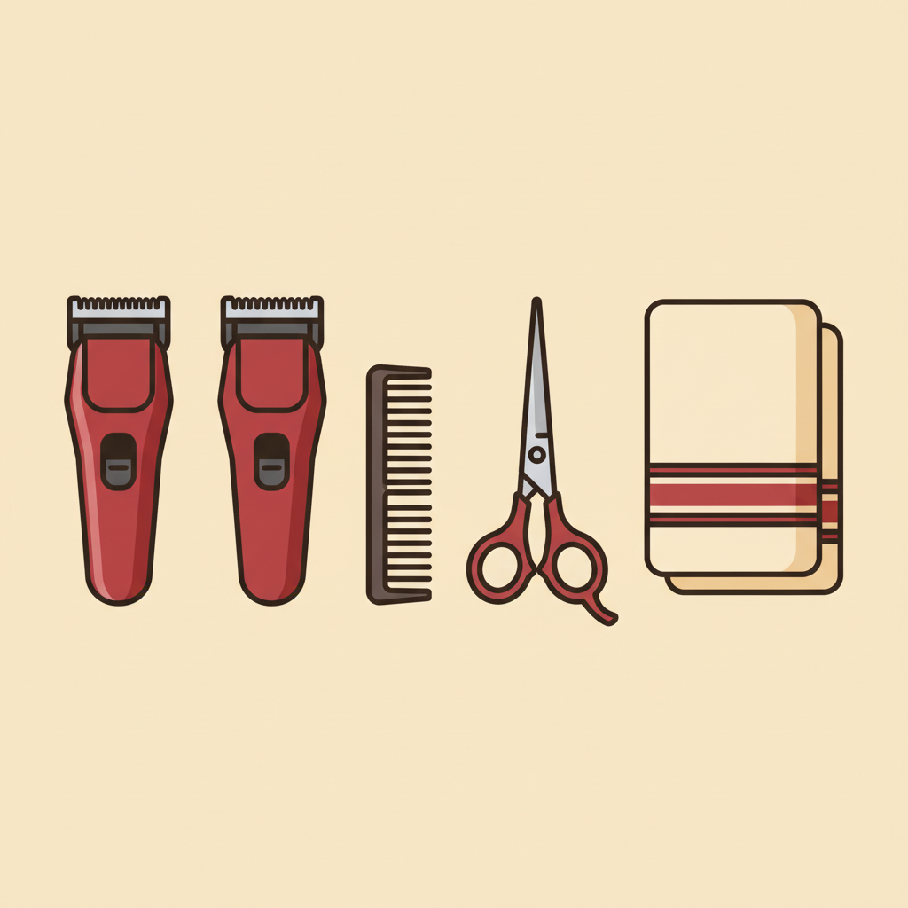 Best Beard Trimmers for Men 2026: Every Type Covered 2 Two cordless beard trimmers with a comb, scissors and towel on a barber counter