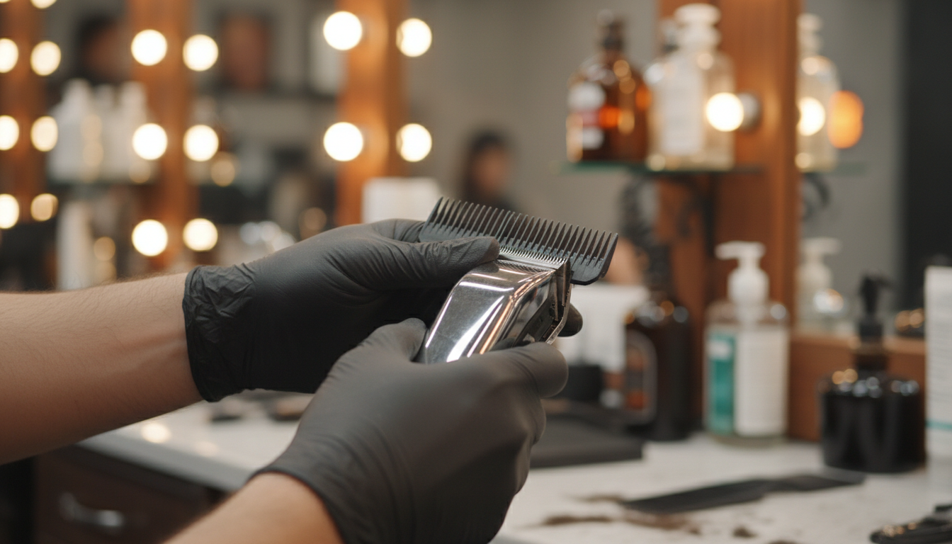 Clipper Guard Sizes Explained (2026): The Andis System, Plain and Simple 2 Barber attaching a magnetic guard comb to a professional clipper