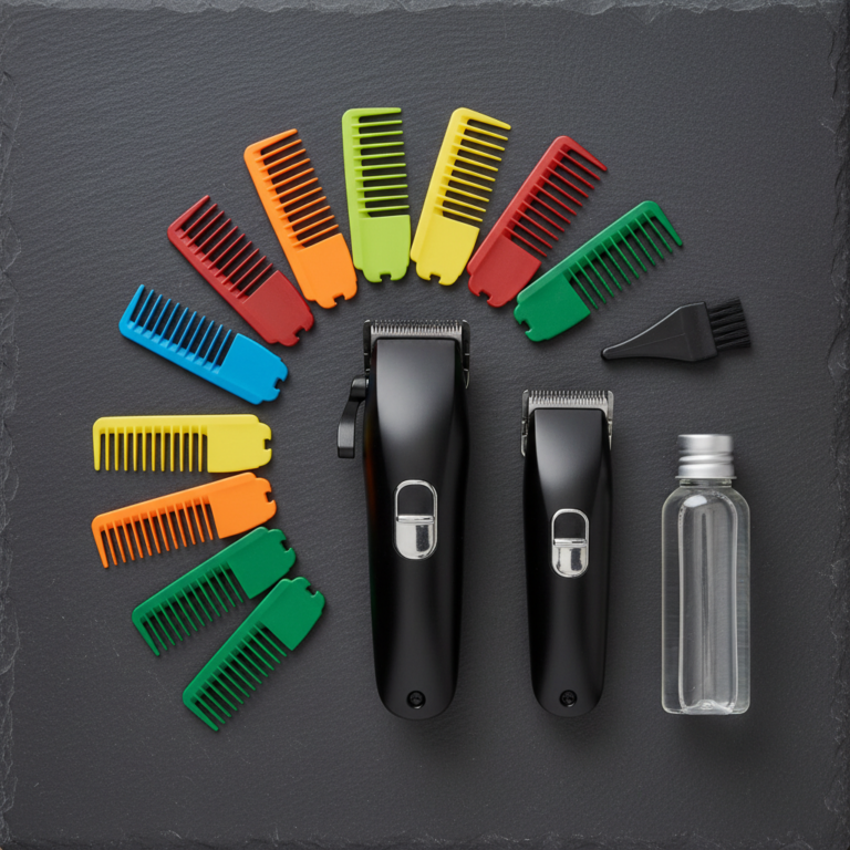 Ufree Clipper and Trimmer Set Review: Putting the Budget Amazon Kit to Real Work 8 photorealistic flat lay photo for a men s grooming blog an affordable clipper an