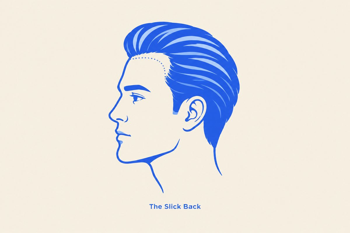 Slick back haircut diagram for a receding hairline